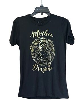 Game of Thrones‎ Mother of Dragons T-Shirt Women's Size Small Black Gold Graphic